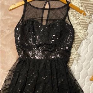 Black sequin mesh party dress